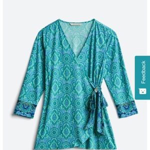 Teal print wrap top 41 Hawthorn